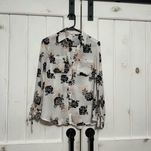 Super Cute Button Down Shirt with Floral Pattern